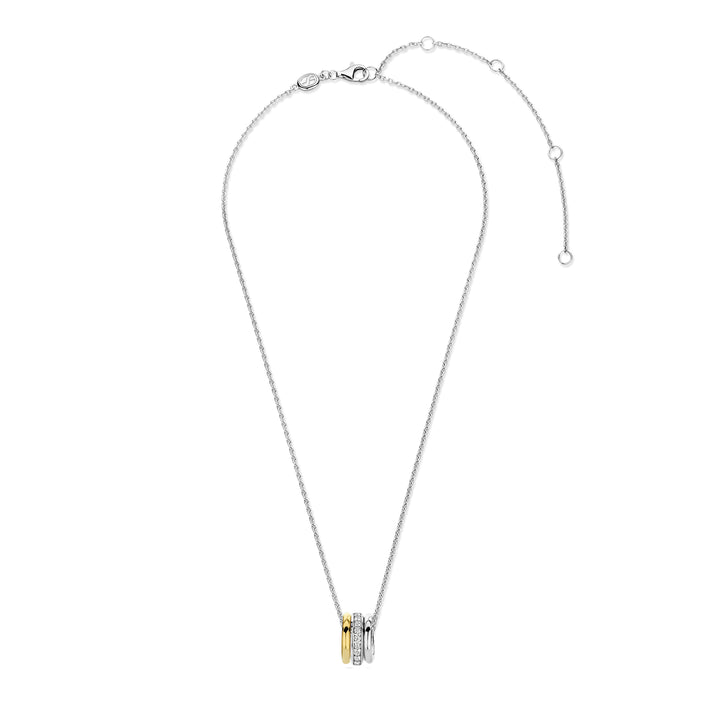 Ti Sento Yellow Gold Plated Cubic Zirconia Triple Ring Necklace - Michael Jones Jeweller