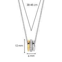 Ti Sento Yellow Gold Plated Cubic Zirconia Triple Ring Necklace - Michael Jones Jeweller