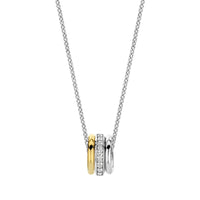 Ti Sento Yellow Gold Plated Cubic Zirconia Triple Ring Necklace