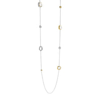 Ti Sento Yellow Gold Plated Grey Crystal and Cubic Zirconia Long Necklace