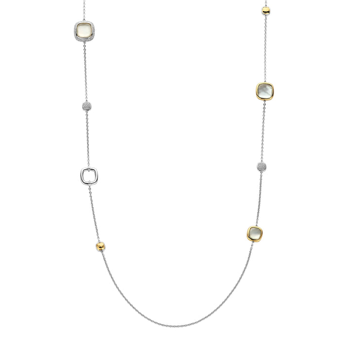 Ti Sento Yellow Gold Plated Grey Crystal and Cubic Zirconia Long Necklace