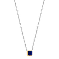 Ti Sento Yellow Gold Plated Octagonal Dark Blue Cubic Zirconia Necklace