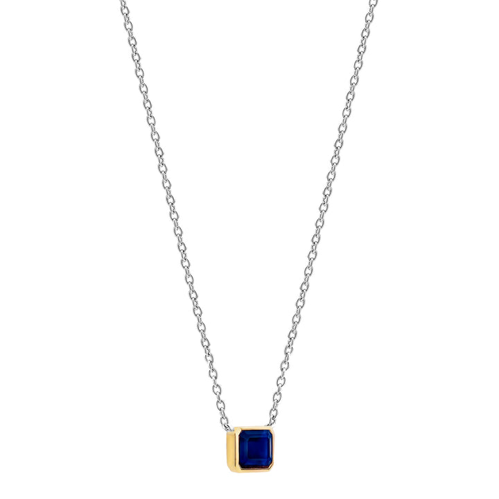 Ti Sento Yellow Gold Plated Octagonal Dark Blue Cubic Zirconia Necklace - Michael Jones Jeweller