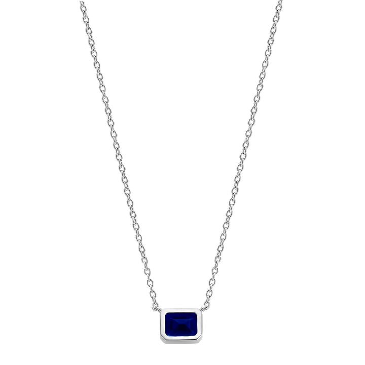 Ti Sento Yellow Gold Plated Octagonal Dark Blue Cubic Zirconia Necklace - Michael Jones Jeweller