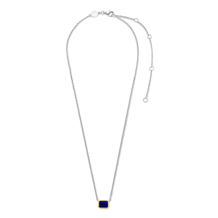 Ti Sento Yellow Gold Plated Octagonal Dark Blue Cubic Zirconia Necklace - Michael Jones Jeweller