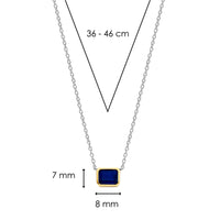 Ti Sento Yellow Gold Plated Octagonal Dark Blue Cubic Zirconia Necklace