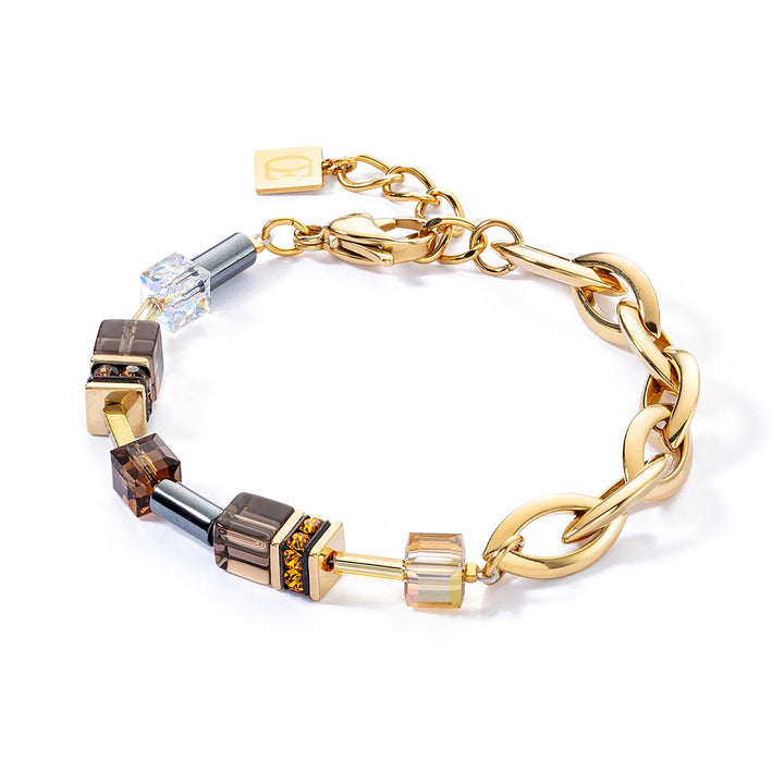 Coeur De Lion GeoCUBE® Chunky Chain Gold-Brown Bracelet