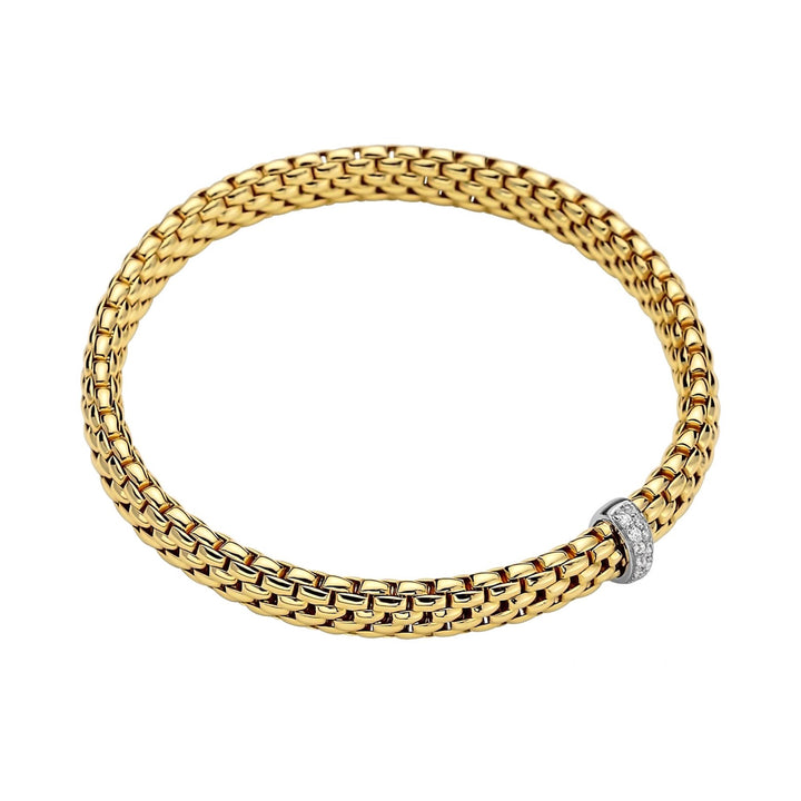 FOPE Flex'it Vendôme 18ct Yellow Gold 0.10ct Diamond Set Bracelet Medium - Michael Jones Jeweller