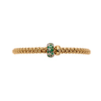 FOPE Flex'it Solo 18ct Yellow Gold Emerald and 0.28ct Diamond Set Bracelet Medium - Michael Jones Jeweller