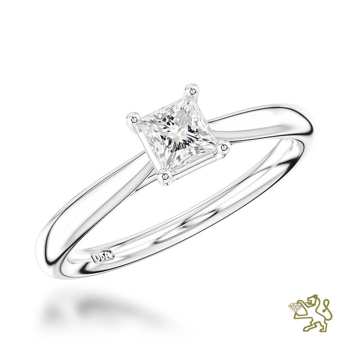 Classic Princess Solitaire 0.30ct D VS2 Diamond Platinum Ring