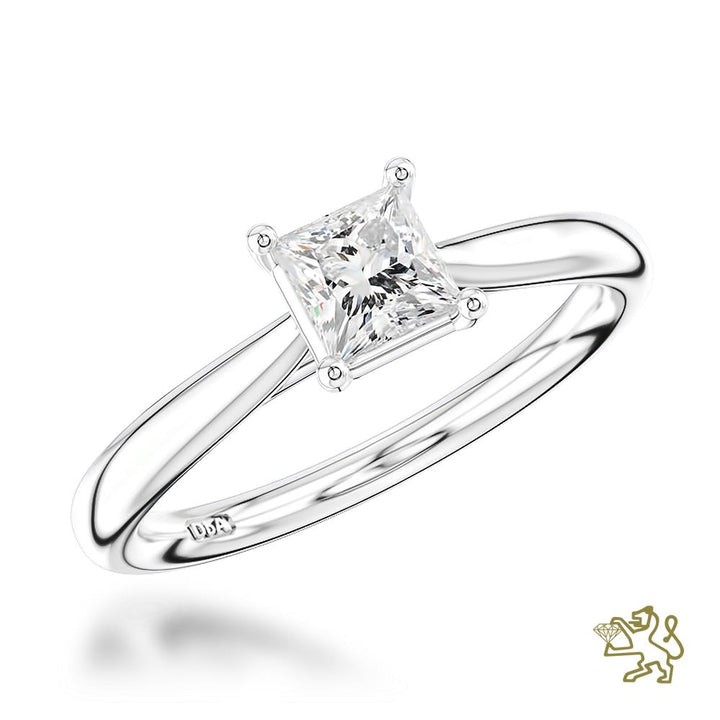 Classic Princess Solitaire 0.40ct F SI1 Diamond Platinum Ring