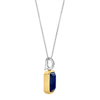 Ti Sento Yellow Gold Plated Octagonal Dark Blue Cubic Zirconia Pendant - Michael Jones Jeweller