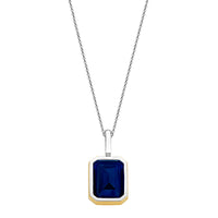 Ti Sento Yellow Gold Plated Octagonal Dark Blue Cubic Zirconia Pendant - Michael Jones Jeweller