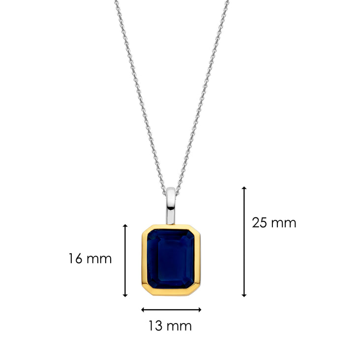 Ti Sento Yellow Gold Plated Octagonal Dark Blue Cubic Zirconia Pendant - Michael Jones Jeweller