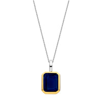 Ti Sento Yellow Gold Plated Octagonal Dark Blue Cubic Zirconia Pendant