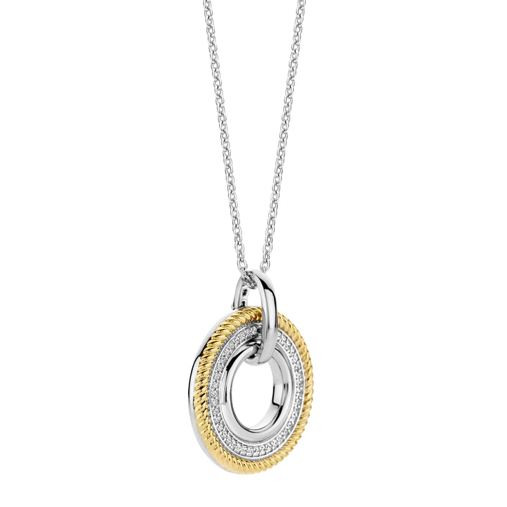 Ti Sento Yellow Gold Plated Cubic Zirconia Circle Pendant - Michael Jones Jeweller