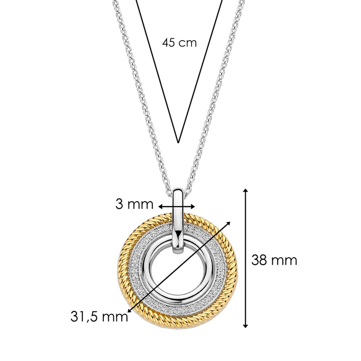 Ti Sento Yellow Gold Plated Cubic Zirconia Circle Pendant - Michael Jones Jeweller