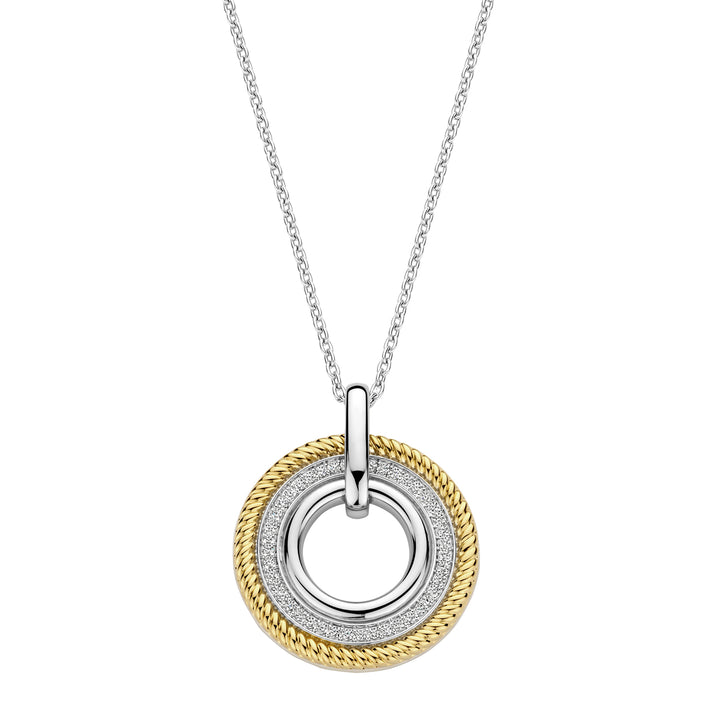 Ti Sento Yellow Gold Plated Cubic Zirconia Circle Pendant - Michael Jones Jeweller