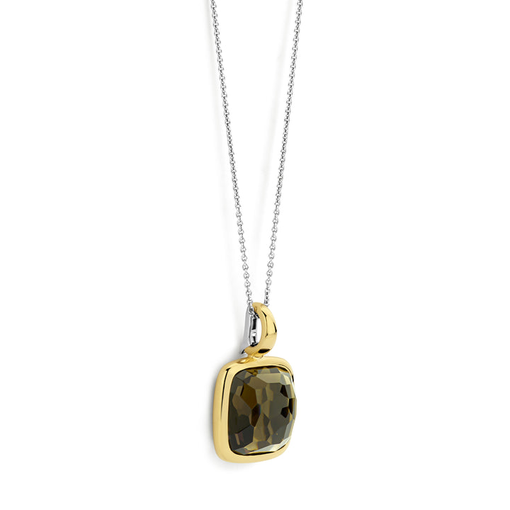 Ti Sento Yellow Gold Plated Khaki Green Crystal Pendant - Michael Jones Jeweller