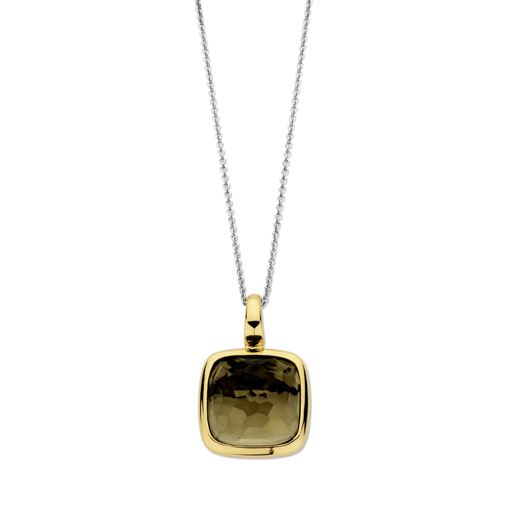 Ti Sento Yellow Gold Plated Khaki Green Crystal Pendant - Michael Jones Jeweller