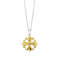 Ti Sento Yellow Gold Plated Cubic Zirconia Clover Pendant