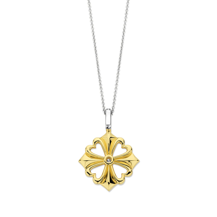 Ti Sento Yellow Gold Plated Cubic Zirconia Clover Pendant