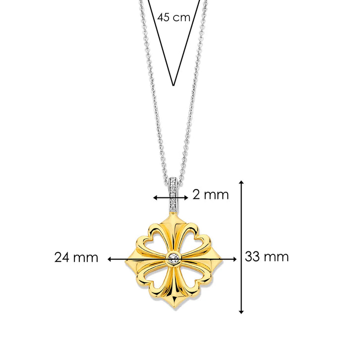 Ti Sento Yellow Gold Plated Cubic Zirconia Clover Pendant - Michael Jones Jeweller