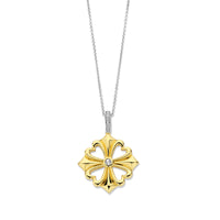 Ti Sento Yellow Gold Plated Cubic Zirconia Clover Pendant