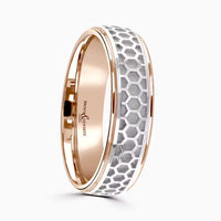 9ct White and Rose Gold 6mm Honeycomb Wedding Ring by Brown & Newirth