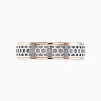 9ct White and Rose Gold 6mm Honeycomb Wedding Ring by Brown & Newirth