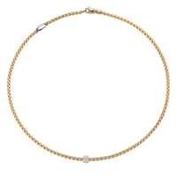 Fope Eka 18ct Yellow Gold 0.19ct Diamond Set Necklace 43cm