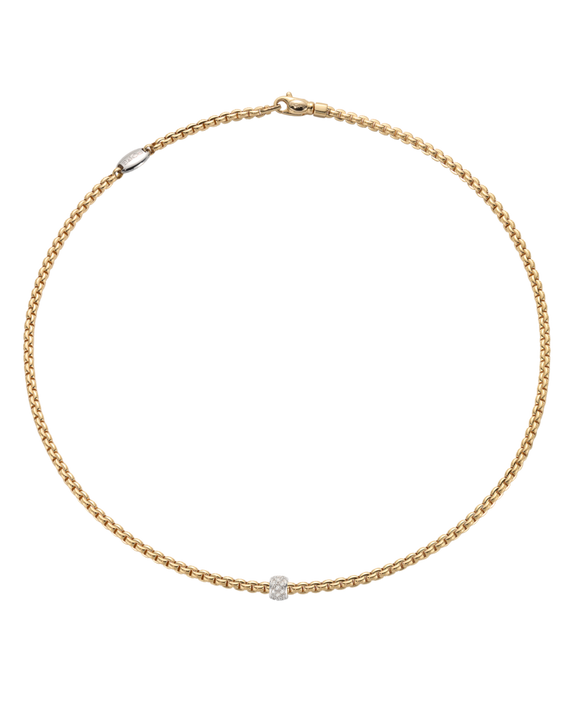 Fope Eka 18ct Yellow Gold 0.19ct Diamond Set Necklace 43cm