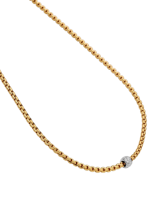 Fope Eka 18ct Yellow Gold 0.19ct Diamond Set Necklace 43cm