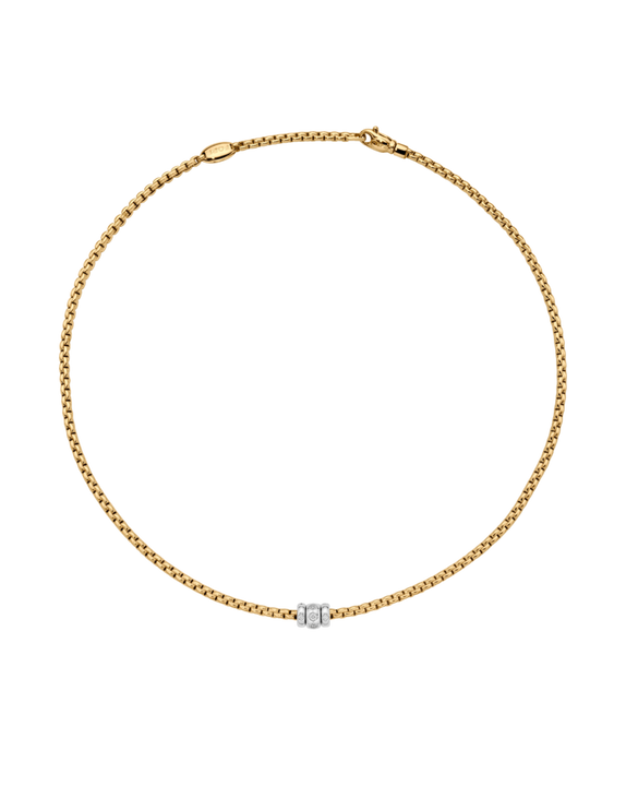 Fope Eka 18ct Yellow Gold 0.18ct Diamond Set Necklace 45cm - Michael Jones Jeweller