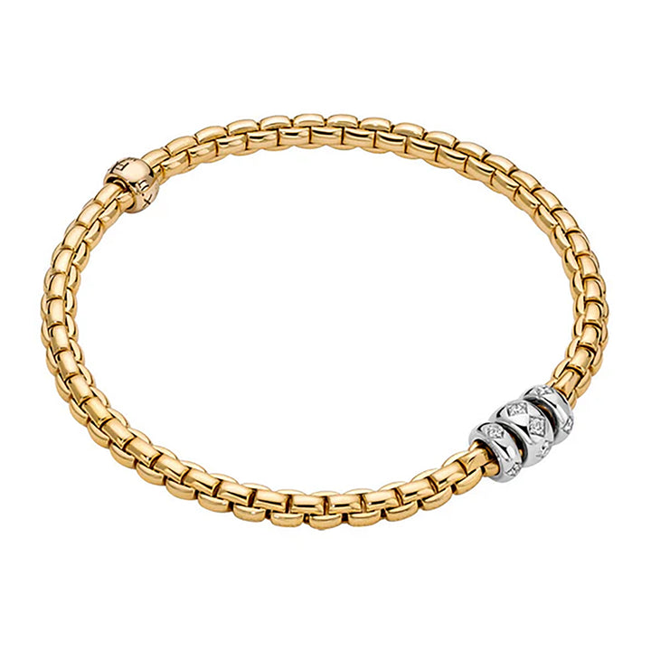 FOPE Flex'it Eka 18ct Yellow and White Gold 0.18ct Diamond Set Bracelet Medium - Michael Jones Jeweller