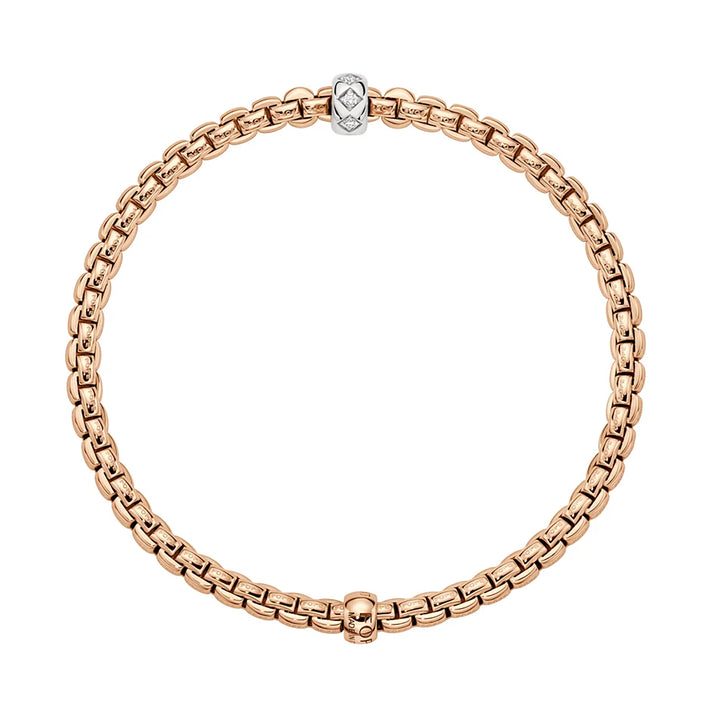 FOPE Flex'it Eka 18ct Rose and White Gold 0.12ct Diamond Set Bracelet Medium - Michael Jones Jeweller