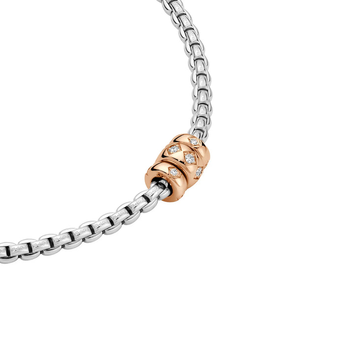 FOPE Flex'it Eka 18ct White and Rose Gold 0.18ct Diamond Set Necklace 43cm