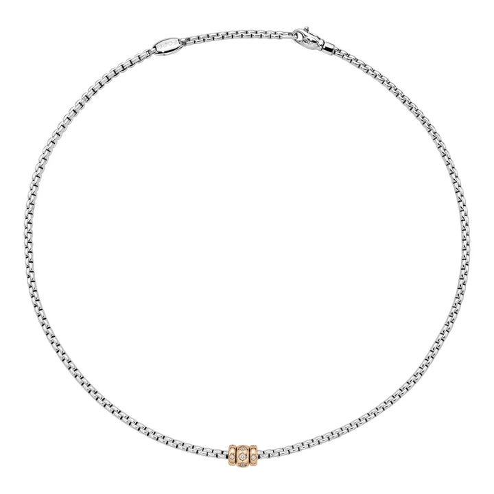 FOPE Flex'it Eka 18ct White and Rose Gold 0.18ct Diamond Set Necklace 43cm