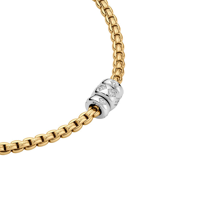 FOPE Flex'it Eka 18ct Yellow and White Gold 0.18ct Diamond Set Necklace 43cm - Michael Jones Jeweller