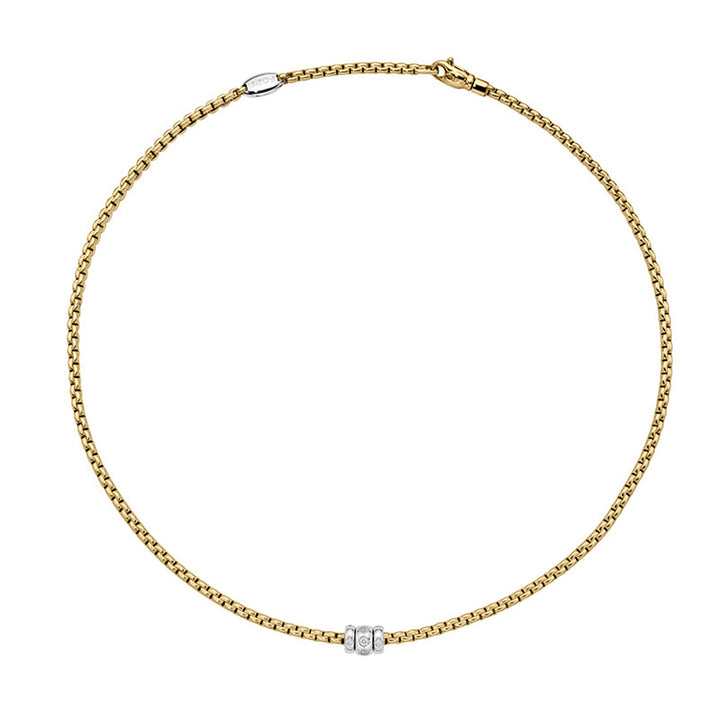 FOPE Flex'it Eka 18ct Yellow and White Gold 0.18ct Diamond Set Necklace 43cm - Michael Jones Jeweller