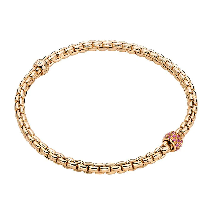 FOPE Eka 18ct Rose Gold 0.24ct Ruby Set Bracelet Medium