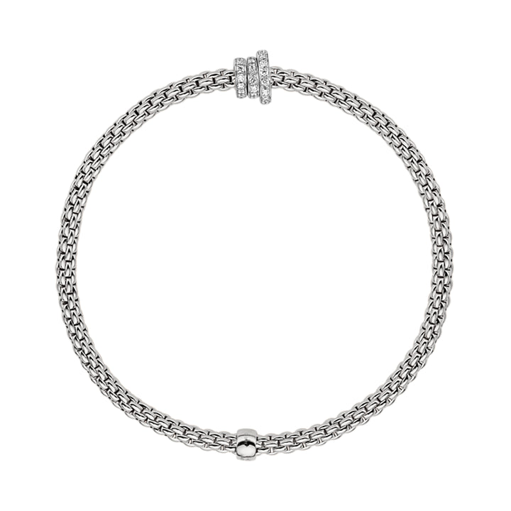 FOPE Flex'it Prima 18ct White Gold 0.31ct Diamond Set Bracelet Small - Michael Jones Jeweller