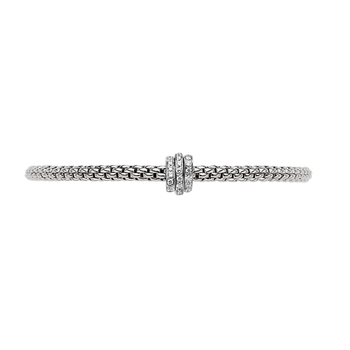 FOPE Flex'it Prima 18ct White Gold 0.31ct Diamond Set Bracelet Small