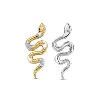 Ti Sento Yellow Gold Plated Mother of Pearl White and Cubic Zirconia Snake Drop Earrings