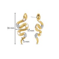 Ti Sento Yellow Gold Plated Mother of Pearl White and Cubic Zirconia Snake Drop Earrings - Michael Jones Jeweller