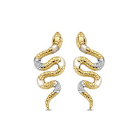 Ti Sento Yellow Gold Plated Mother of Pearl White and Cubic Zirconia Snake Drop Earrings - Michael Jones Jeweller