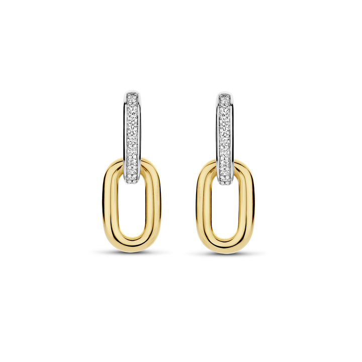 Ti Sento Yellow Gold Plated Cubic Zirconia Oval Link Drop Earrings