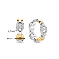 Ti Sento Yellow Gold Plated Cubic Zirconia Coffee Bean Link Hoop Earrings