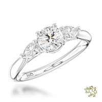 Florentine Three Stone 0.50ct G VS2 Diamond Platinum Ring