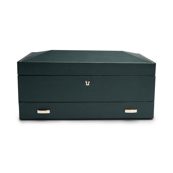 WOLF British Racing Green 10 Piece Watch Box with Storage - Michael Jones Jeweller